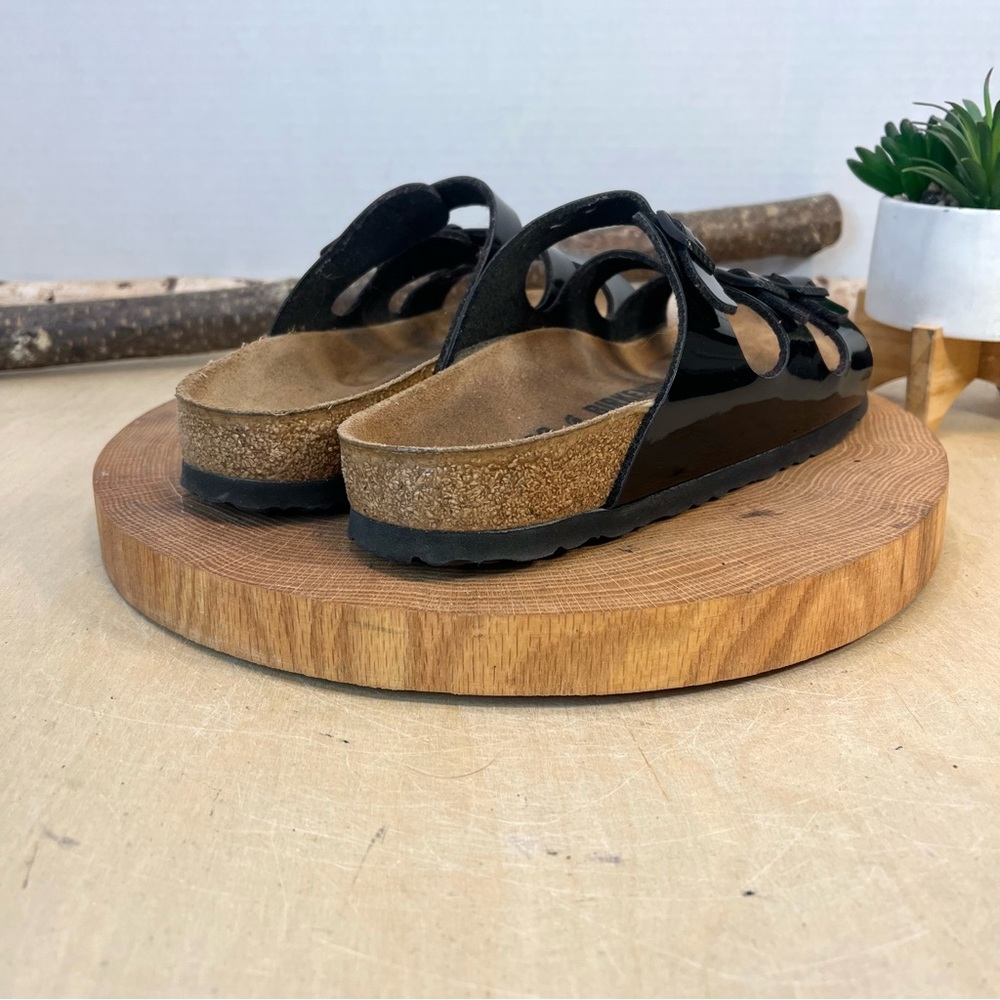 Birkenstock | Florida Birko-Flor Black Patent Sandals Size 39/8L Narrow - Picture 11 of 16